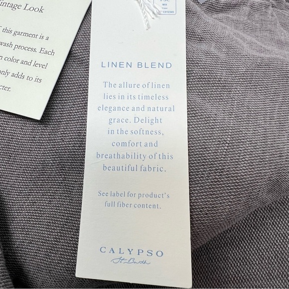 Calypso St Barth wide leg linen blend pants grey size US XS NWT Vintage look - Picture 7 of 8